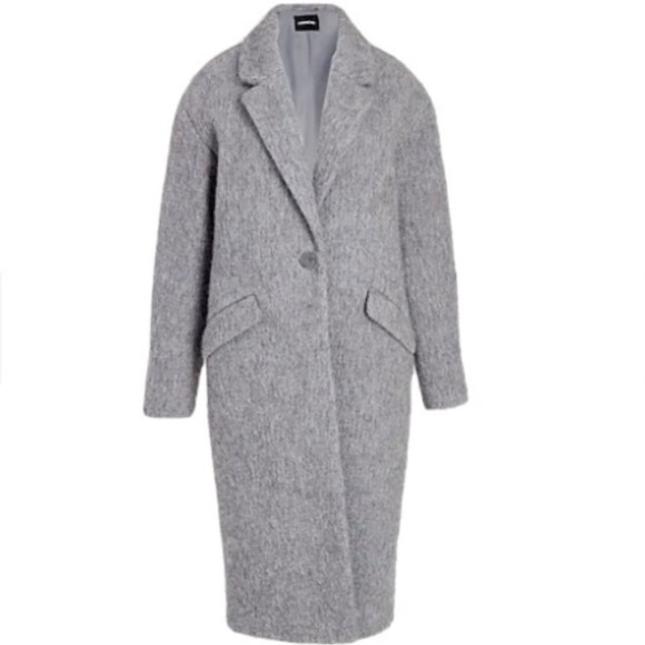 Express Wool-Blend Car Coat in Gray - Picture 5 of 9
